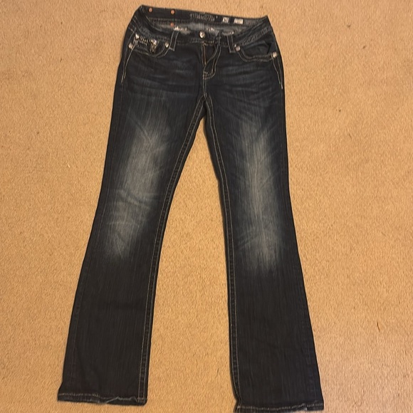 Miss Me Dark Blue Boot Cut Jeans with Embellishments - Picture 4 of 5